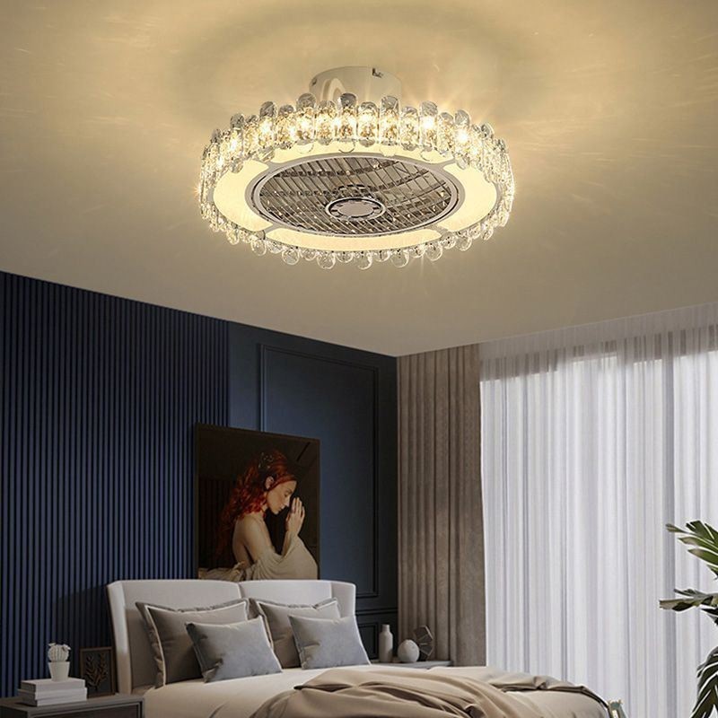 Křišťálový stropní ventilátor Light Gold kulatá stropní lampa