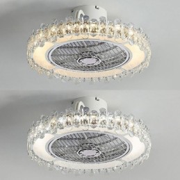 Křišťálový stropní ventilátor Light Gold kulatá stropní lampa