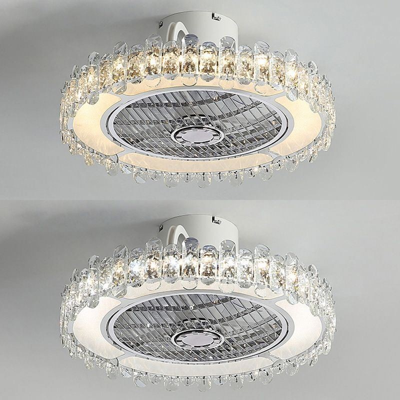 Křišťálový stropní ventilátor Light Gold kulatá stropní lampa