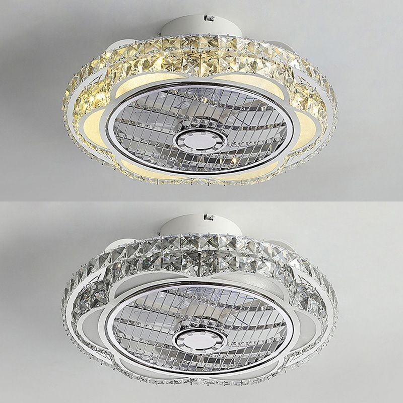 Křišťálový stropní ventilátor Light Gold kulatá stropní lampa
