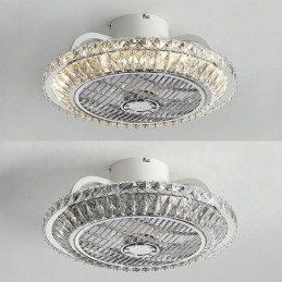 Křišťálový stropní ventilátor Light Gold kulatá stropní lampa