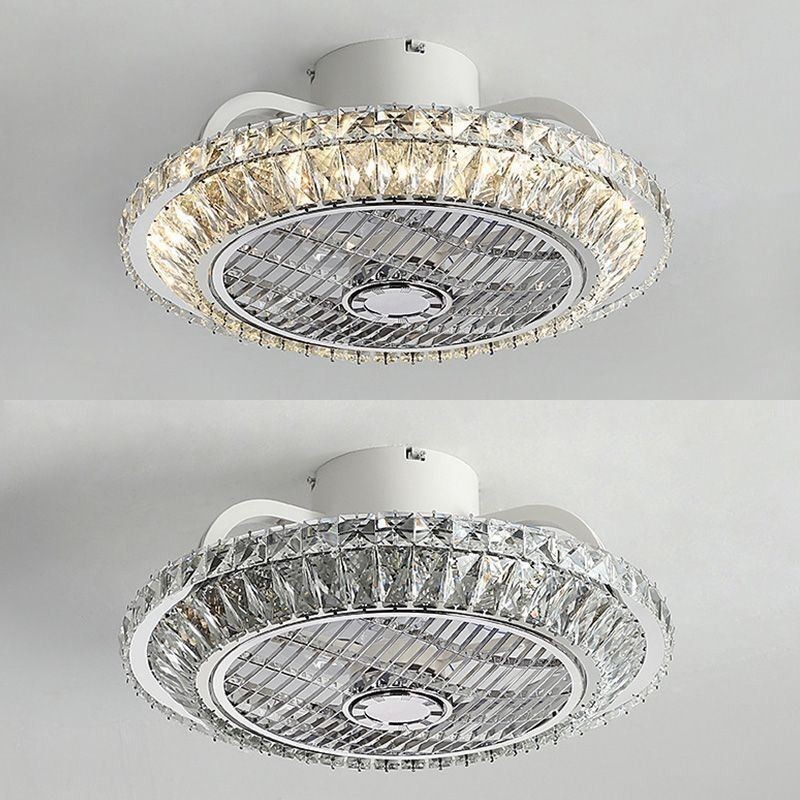 Křišťálový stropní ventilátor Light Gold kulatá stropní lampa