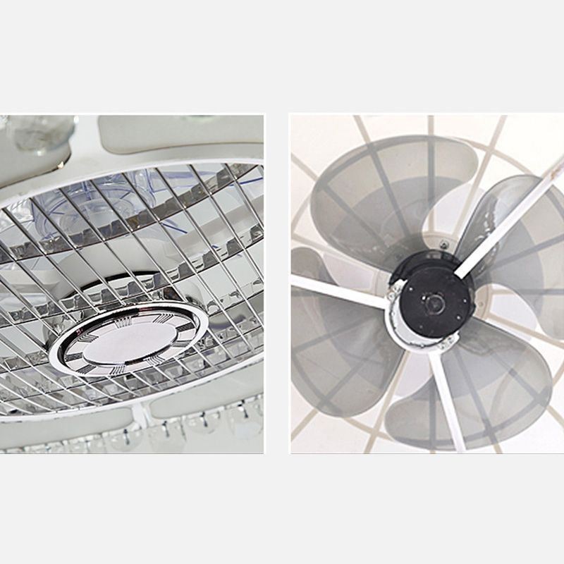 Křišťálový stropní ventilátor Light Gold kulatá stropní lampa