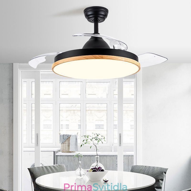 Moderní invertorové stropní světlo ventilátoru Dálkové ovládání stropní lampy Tricolor Stmívání