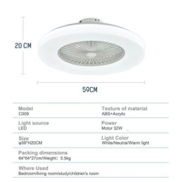 Třírychlostní dálkové ovládání stropního ventilátoru Trichromatické stmívání