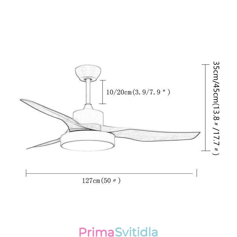 Stropní ventilátor s dálkovým ovládáním se 3 lopatkami
