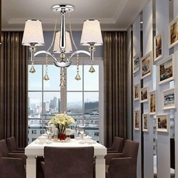 Moderní moderní křišťálový chromový kovový lustr