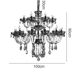 Elegantní křišťálový lustr Evropský koňakový barevný stropní svítidlo Skleněné tělo Dvouvrstvé 12+6 světel