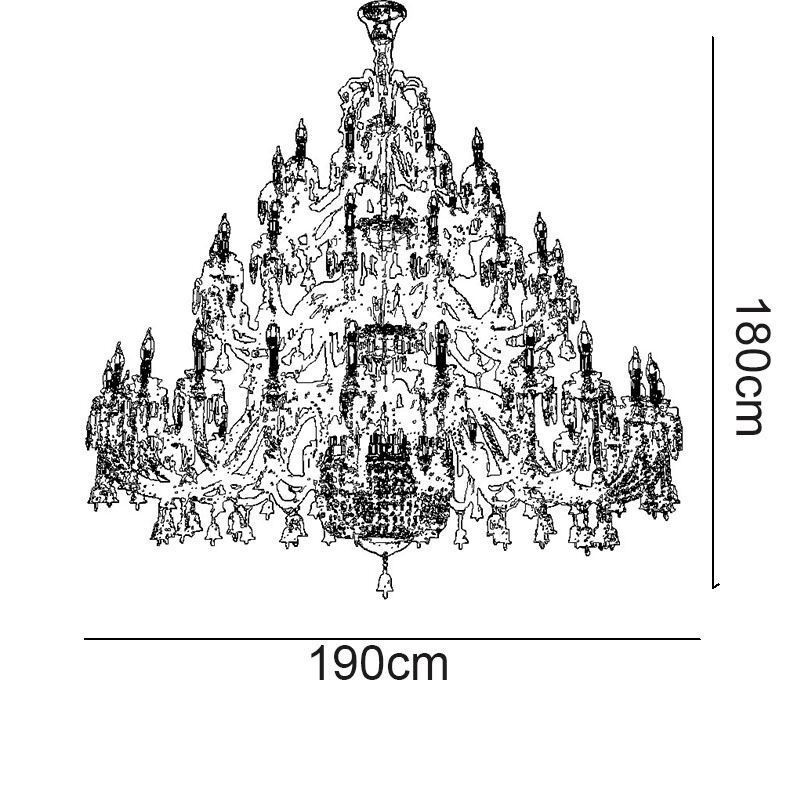 Dekorace evropského křišťálového lustru Stropní svítidlo s 50 světly