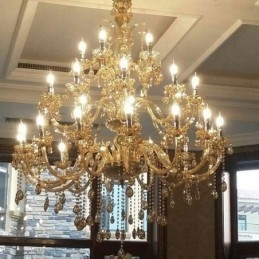Evropský křišťálový lustr, luxusní stropní svítidlo s 30 světly