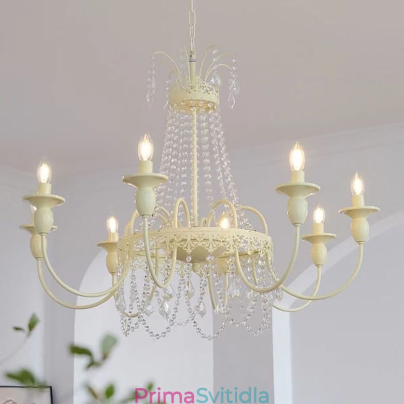 Nordic Crystal Lustr Paint Craft Cream Stropní svítidlo