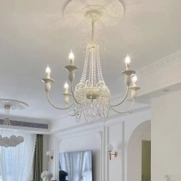 Nordic Crystal Lustr Paint Craft Cream Stropní svítidlo