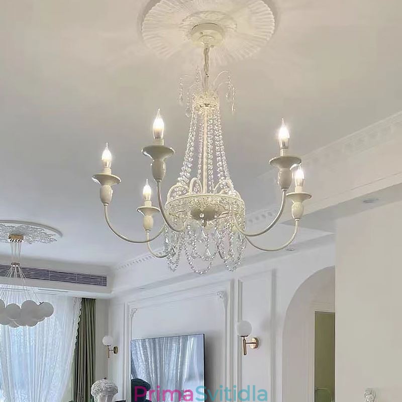 Nordic Crystal Lustr Paint Craft Cream Stropní svítidlo