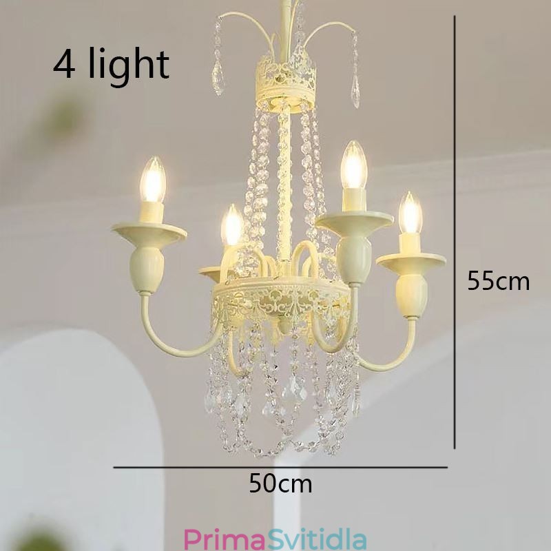 Nordic Crystal Lustr Paint Craft Cream Stropní svítidlo