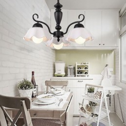 Nordic Iron Přívěsek Světlo Květina Tvar Skleněná lampa Stínidlo Lustr