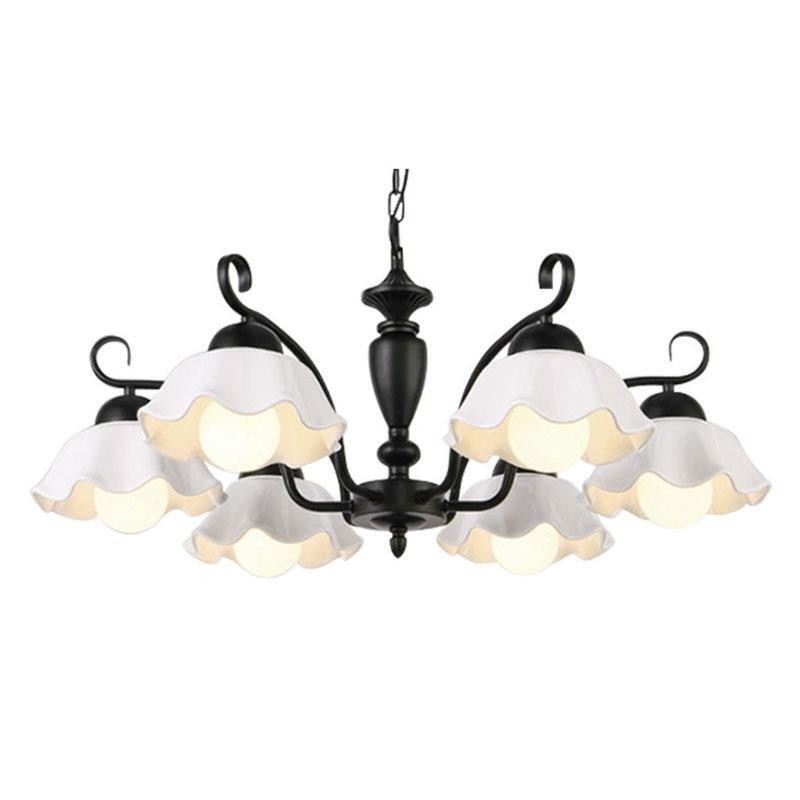 Nordic Iron Přívěsek Světlo Květina Tvar Skleněná lampa Stínidlo Lustr