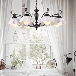 Nordic Iron Přívěsek Světlo Květina Tvar Skleněná lampa Stínidlo Lustr