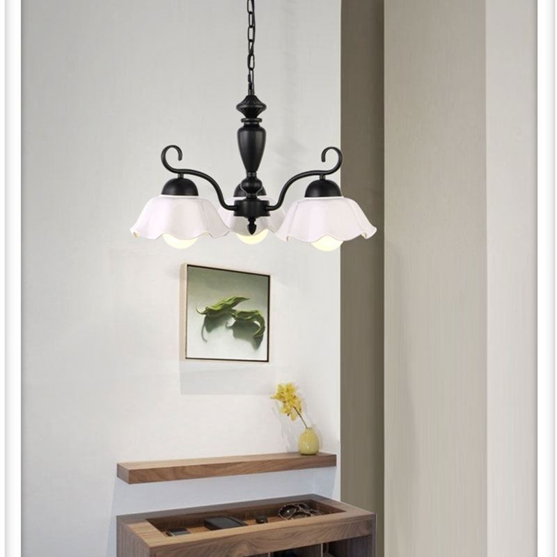 Nordic Iron Přívěsek Světlo Květina Tvar Skleněná lampa Stínidlo Lustr
