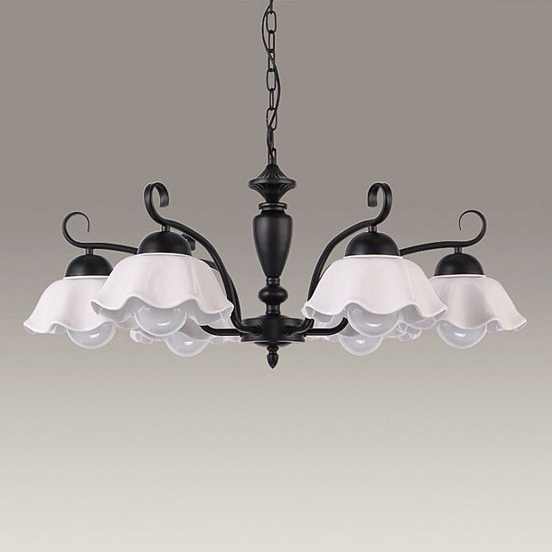 Nordic Iron Přívěsek Světlo Květina Tvar Skleněná lampa Stínidlo Lustr