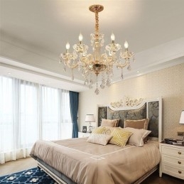 Elegantní křišťálový lustr v evropském stylu skleněné závěsné svítidlo