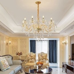 Elegantní křišťálový lustr v evropském stylu skleněné závěsné svítidlo