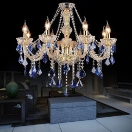 Evropský křišťálový lustr Luxusní přívěsek Světle modrý přívěsek