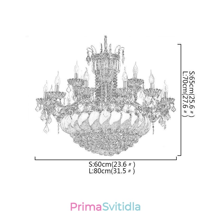 Velký luxusní křišťálový lustr European Gold stropní svítidlo
