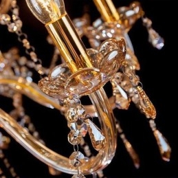 Evropský křišťálový lustr Elegantní velký závěsný světle jantarový