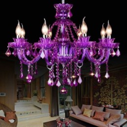 Elegantní fialový křišťálový stropní evropský lustr