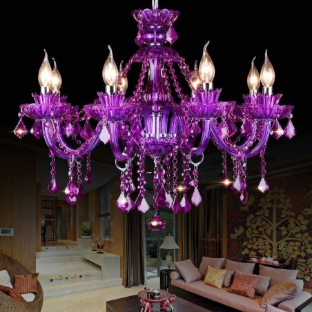 Elegantní fialový křišťálový stropní evropský lustr Elegantní fialový křišťálový stropní evropský lustr