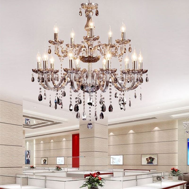Velký evropský křišťálový lustr Elegantní závěsné svítidlo