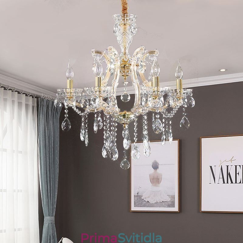 Elegantní křišťálový lustr evropské závěsné svítidlo