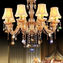 Evropský křišťálový lustr Elegantní jantarové závěsné svítidlo
