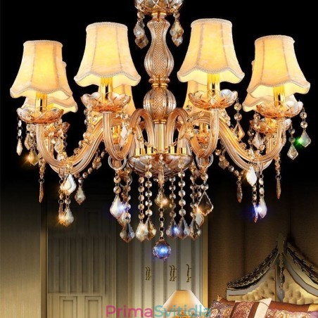 Evropský křišťálový lustr Elegantní jantarové závěsné svítidlo Evropský křišťálový lustr Elegantní jantarové závěsné svítidlo