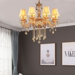 Evropský křišťálový lustr Elegantní jantarové závěsné svítidlo