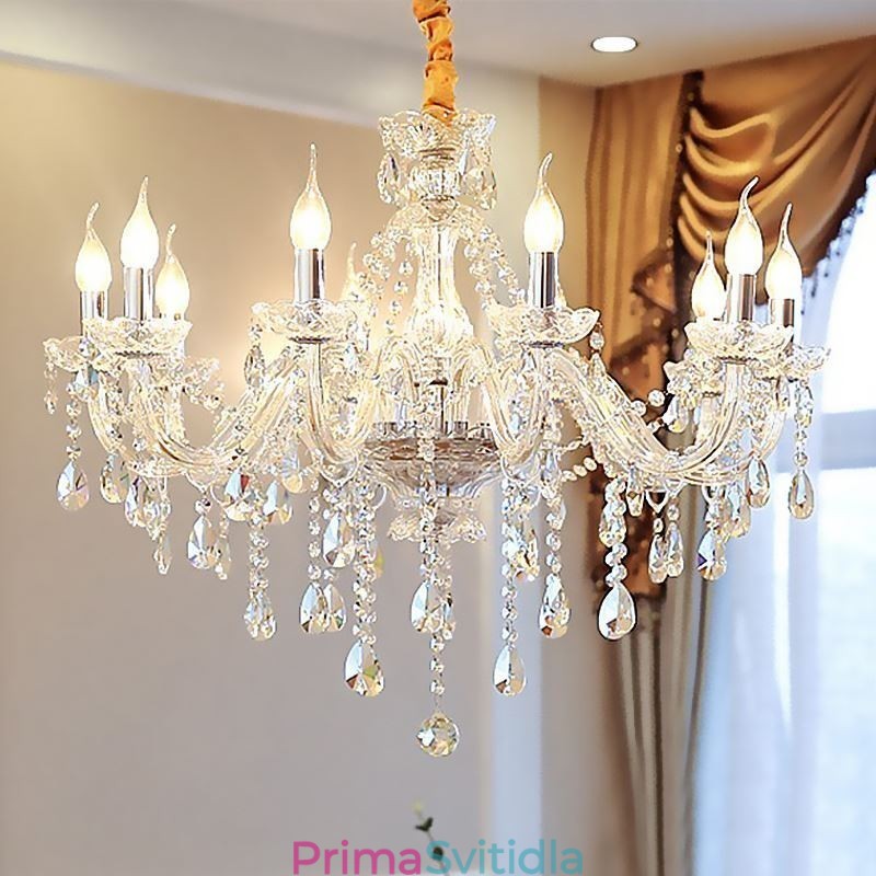 Moderní křišťálový lustr Evropské transparentní závěsné světlo