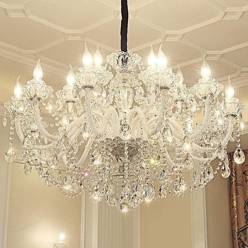 Luxusní křišťálový lustr Evropské elegantní závěsné svítidlo