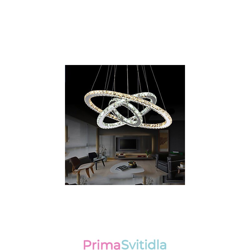 Závěsné lampy Jantarové a čiré K9 Crystal Lustrové osvětlení se 3 prstenci
