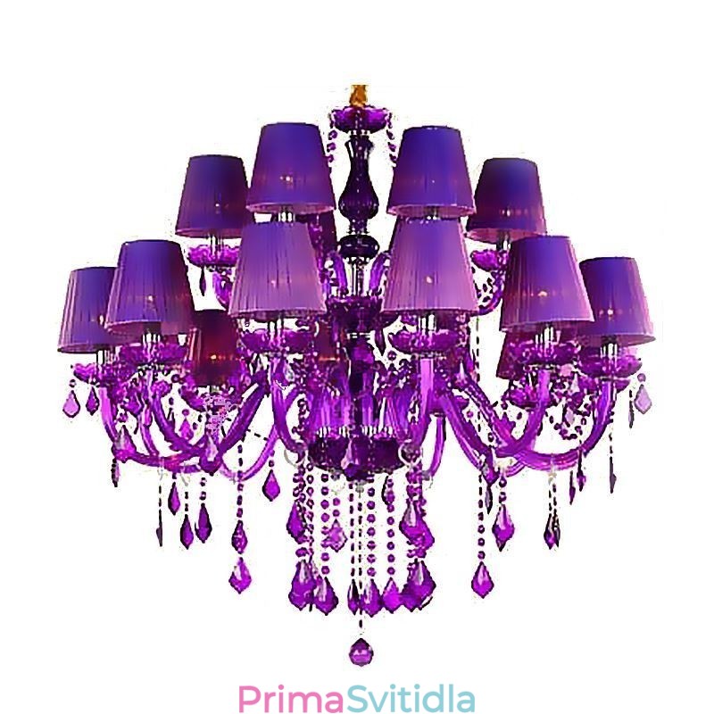 Křišťálový lustr v evropském stylu Purpurové závěsné světlo