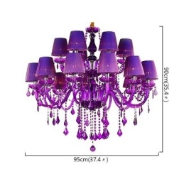 Křišťálový lustr v evropském stylu Purpurové závěsné světlo