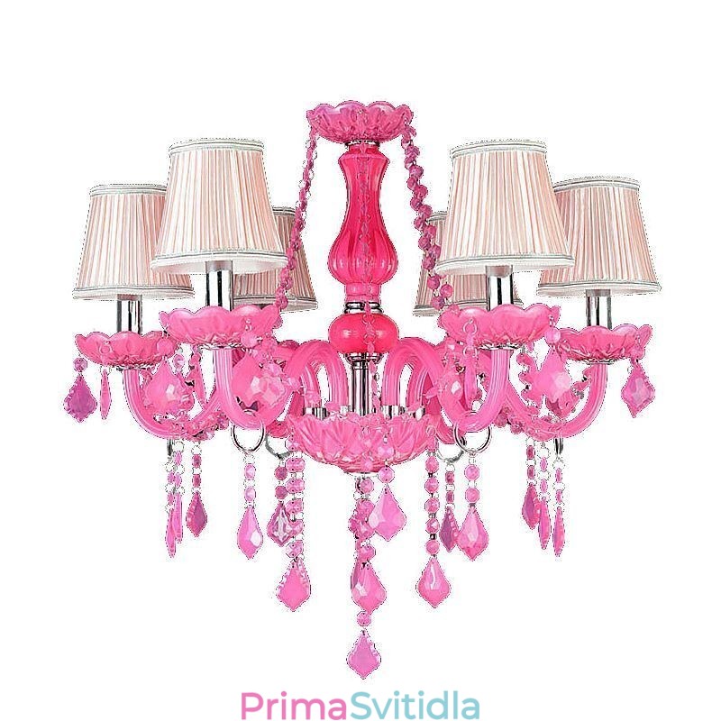 Křišťálový lustr v evropském stylu Růžový přívěsek Light Romantický