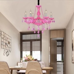 Křišťálový lustr v evropském stylu Růžový přívěsek Light Romantický