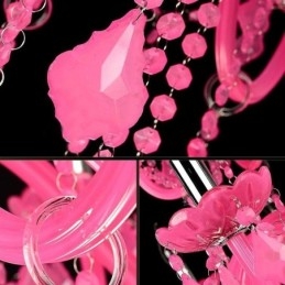 Křišťálový lustr v evropském stylu Růžový přívěsek Light Romantický