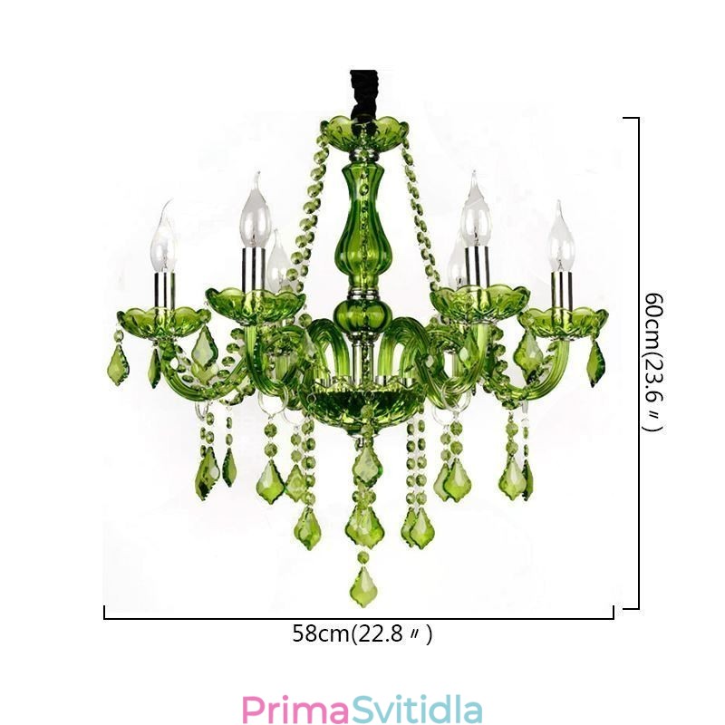 Křišťálový lustr evropského stylu Unikátní zelené závěsné světlo