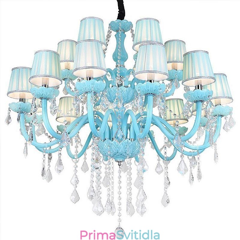 Evropský velký křišťálový lustr Závěsné světlo modré barvy