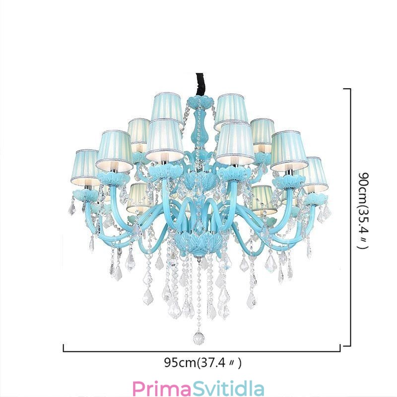 Evropský velký křišťálový lustr Závěsné světlo modré barvy