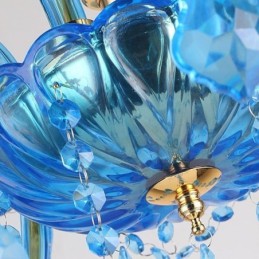 Elegantní křišťálový lustr Evropské modré závěsné světlo