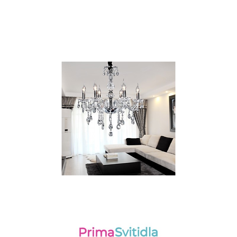 Elegantní krystalový lustr se 6 světly