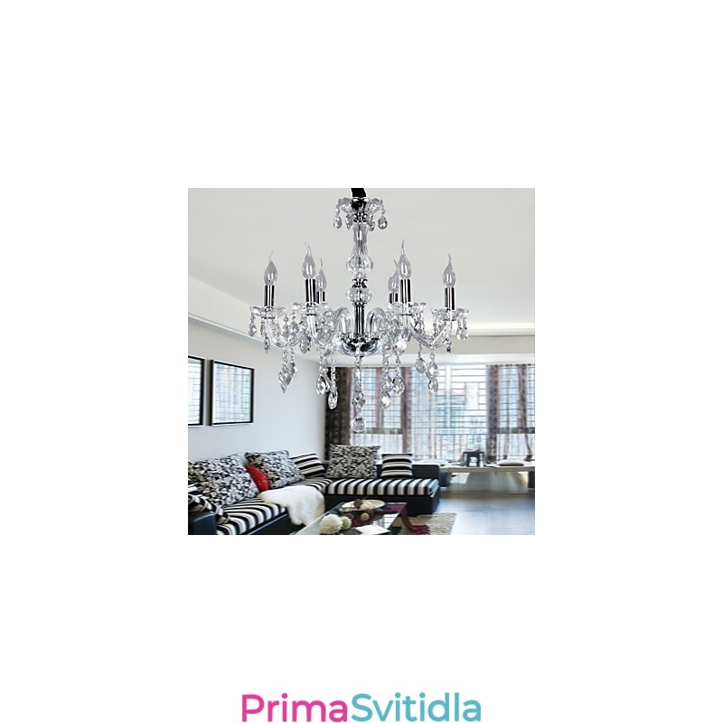 Elegantní krystalový lustr se 6 světly