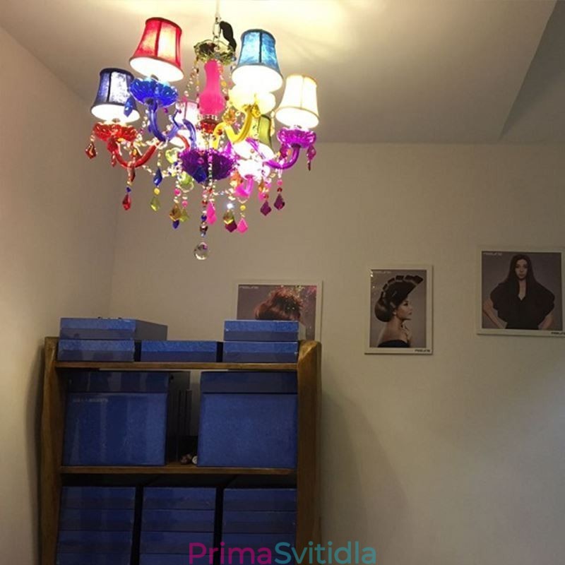 Velký barevný křišťálový lustr Evropské závěsné světlo